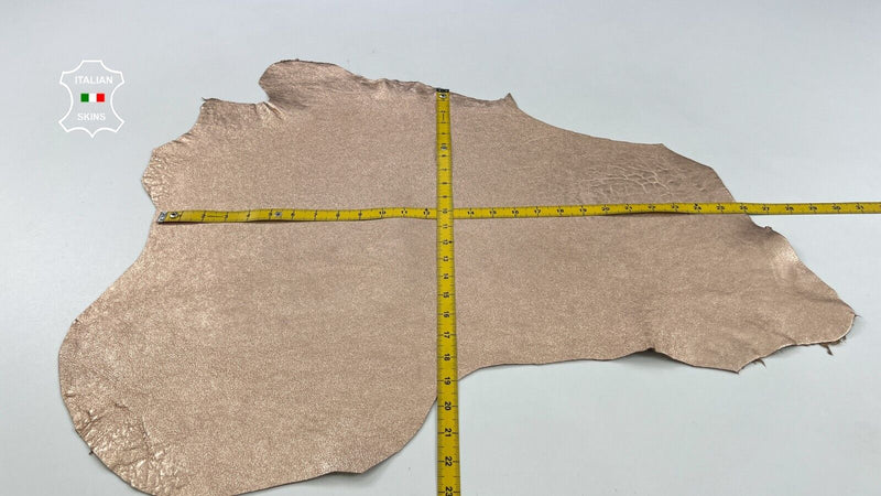 METALLIC ROSE GOLD WASHED ROUGH Thick Soft Lambskin leather 3+sqf 1.9mm #C1856