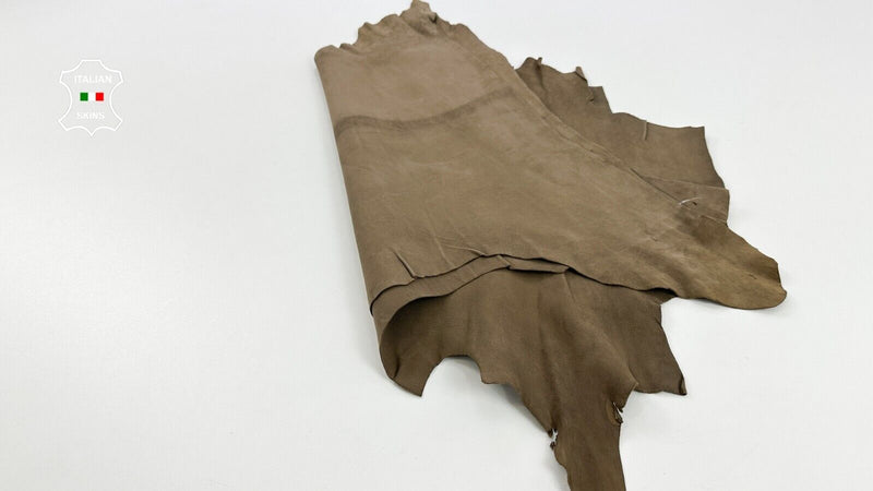 WALNUT BROWN NUBUCK VEGETABLE TAN Goatskin leather 2 skins 6+sqf 0.9mm #C2603