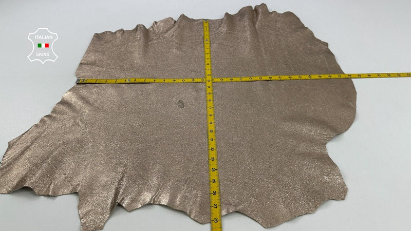 METALLIC ROSE GOLD ROUGH Soft Italian Lambskin leather hides 5sqf 1.0mm #C2469