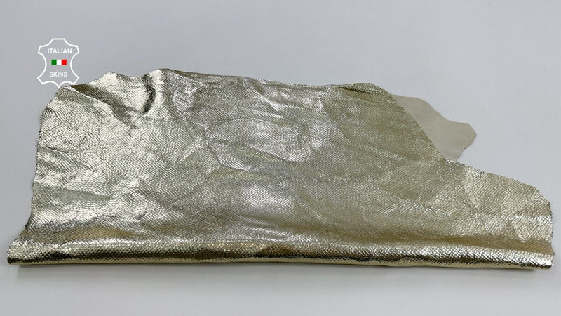 METALLIC LIGHT GOLD SNAKE PRINT ON Soft Lambskin leather hides 6sqf 1.0mm C2487