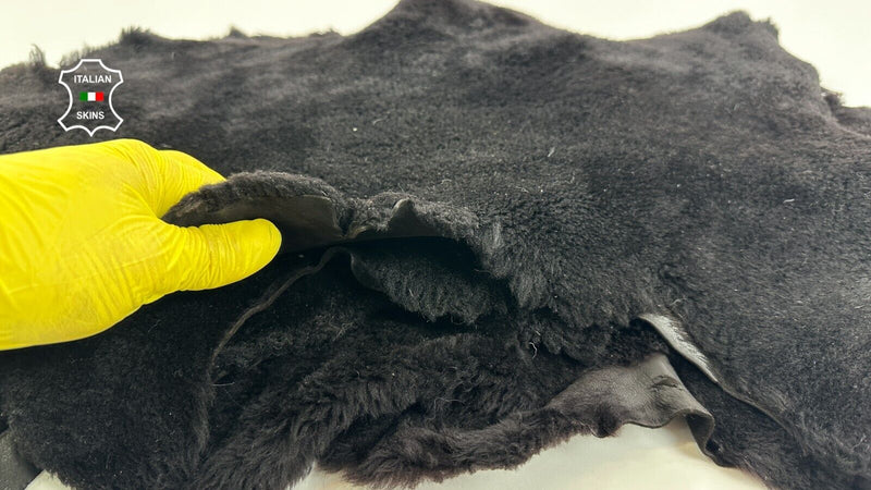 VERY DARK BROWN sheepskin Hair on leather fur 4 skins 17"x29" total 10sqf #C2623