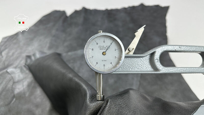 SMOKED CHROME GREY DISTRESSED ANTIQUED Goat leather 2 skins 10sqf 1.1mm #C2481