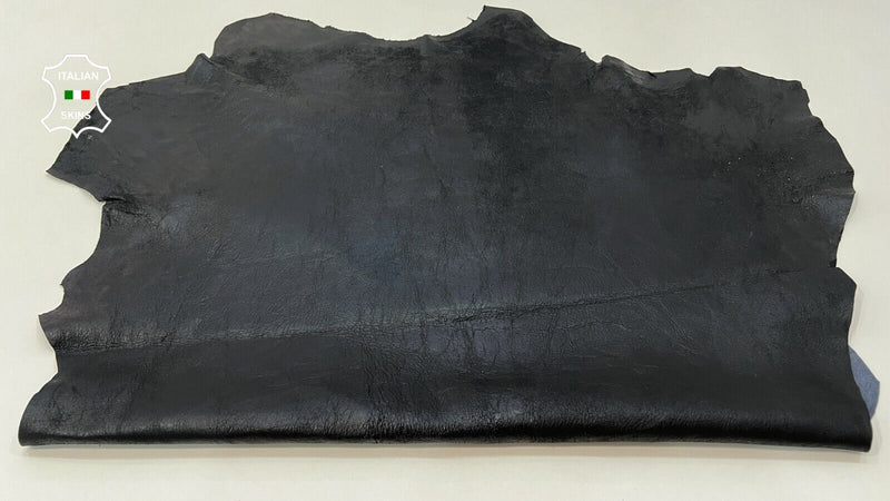 BLACK MIDNIGHT CRINKLE ANTIQUED Soft Italian Lambskin leather 8sqf 0.7mm #C259