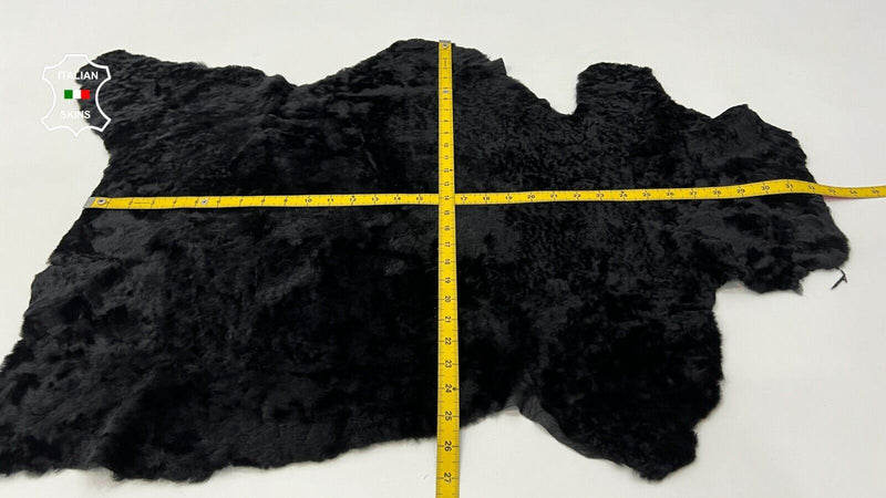 BLACK SHORT Hair On sheepskin Lamb shearling fur leather hides 24"X31" #C425