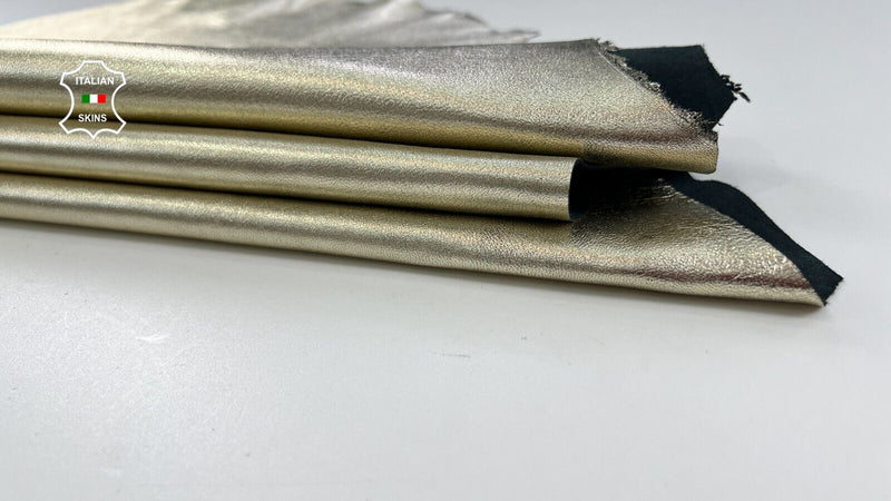METALLIC LIGHT GOLD Soft Italian Lambskin Sheep leather hides 4sqf 0.9mm C1850