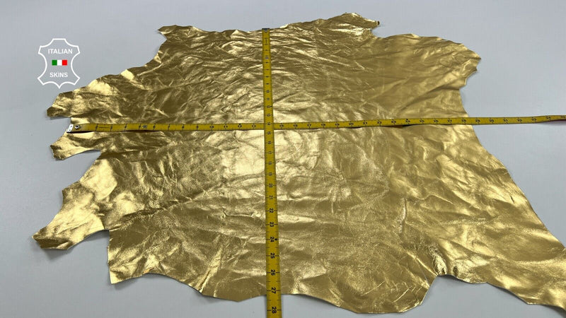 METALLIC GOLD WRINKLED Italian Lambskin Sheep leather hides 5+sqf 0.8mm #C1295