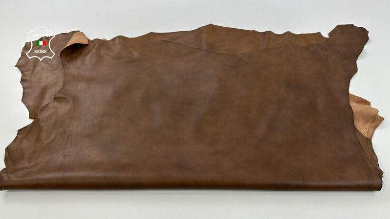 BROWN DISTRESSED ANTIQUED RUSTIC LOOK Lamb leather 2 skins 15+sqf 0.8mm #C2569