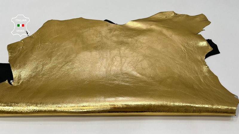METALLIC GOLD CRINKLED Thick Italian Goatskin Goat leather hides 8sqf 1.1mm #C16