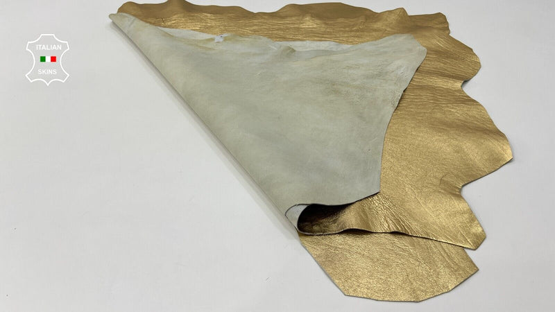 METALLIC GOLD ROUGH Thick Italian Goatskin leather 2 skins 12+sqf 1.2mm #C234