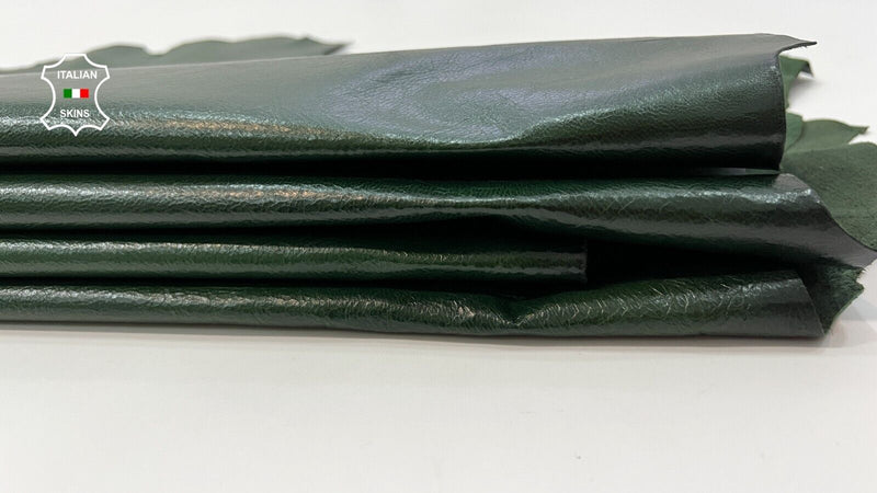 FOREST GREEN ANTIQUED CRINKLE GLOSS Soft Goat leather 2 skins 10+sqf 0.7mm B9901