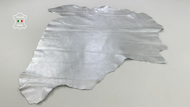 METALLIC SILVER Soft Italian Lambskin Sheep Lamb leather hides 5+sqf 1.0mm C2581