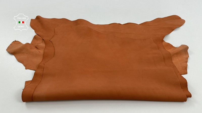 WASHED BRIC ORANGE VEGETABLE TAN ROUGH Goatskin leather 2 skins 7sqf 1.2mm C2446