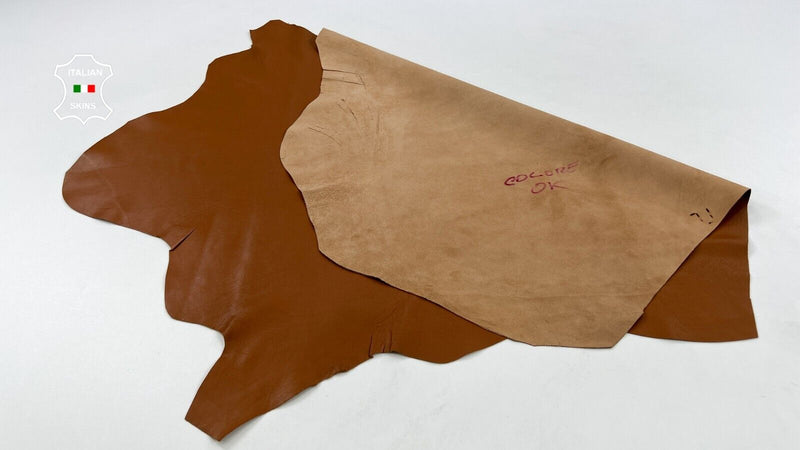 MEDIUM BROWN Thin Soft Italian Lambskin Sheep leather hides 6+sqf 0.6mm #C1635