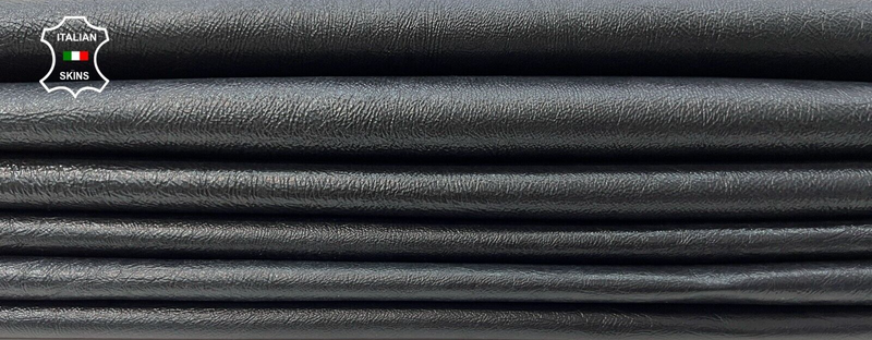 BLACK SHINY ROUGH COATED Soft Italian Lambskin leather 2 skins 15sqf 0.8mm #C187