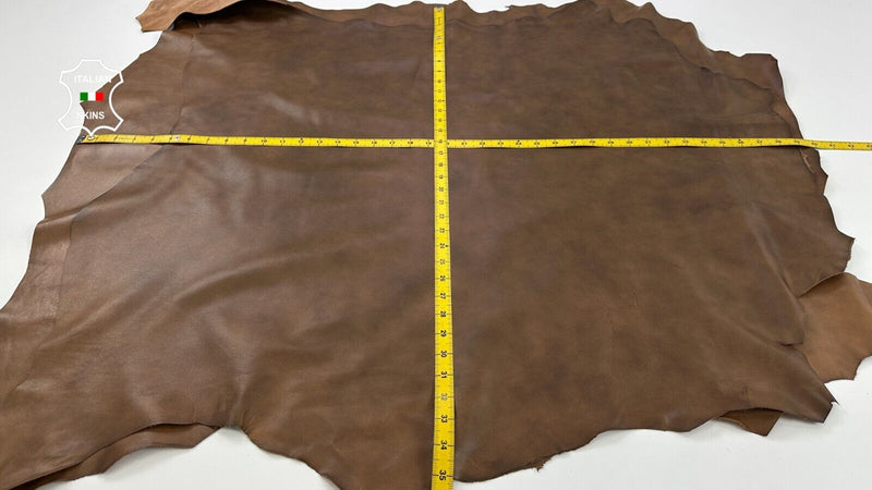 BROWN DISTRESSED ANTIQUED RUSTIC LOOK Lamb leather 2 skins 15+sqf 0.8mm #C2569