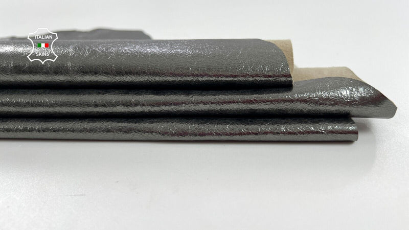 METALLIC PEWTER CRINKLED Thin Soft Italian Lambskin leather 5sqf 0.5mm #C1522
