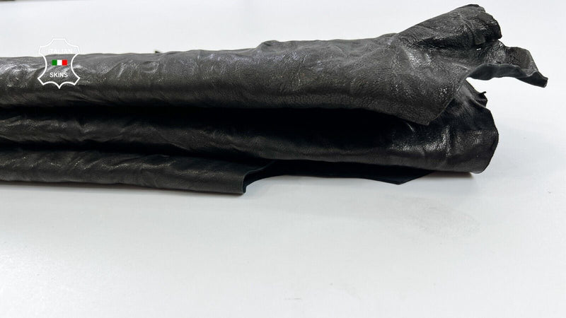 WRINKLE BLACK WASHED VEGETABLE TAN Thick Italian Goat leather 7sqf 1.5mm #C1270