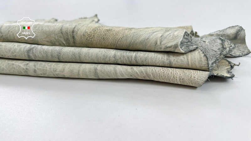 DIRTY IVORY GRAINY VINTAGE LOOK Thick Soft Italian Lamb leather 6sqf 1.1mm C1048