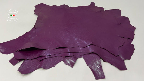 PLUM PURPLE PATENT CRINKLE SHINY Strong Goatskin leather 7 skins 20sqf 0.7mm C97