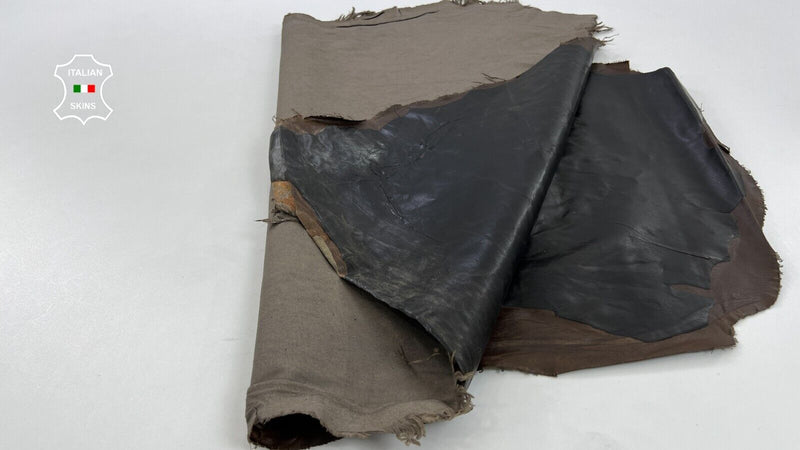 DARK BROWN ANTIQUED Thin Soft Stretch Lambskin leather hides 8sqf 0.6mm #C1437