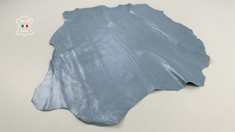 LIGHT BLUE SHIMMER PRINT ON Soft Italian Goatskin leather hide 3+sqf 0.9mm C2519