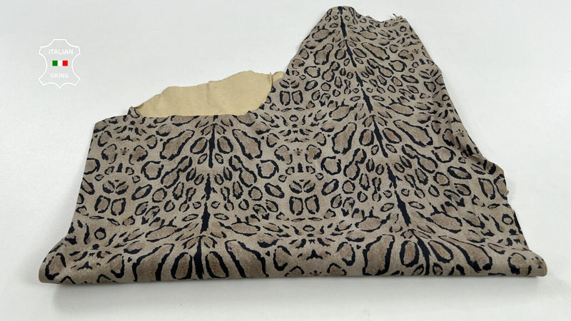 BEIGE LEOPARD PRINT ON Soft Italian STRETCH Lambskin leather 3+sqf 0.7mm C1514