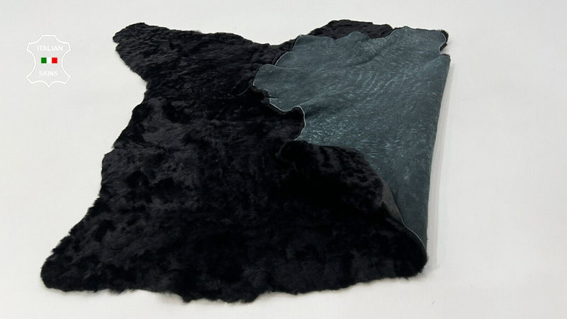 BLACK SHORT Hair On sheepskin Lamb shearling fur leather hides 24"X31" #C425