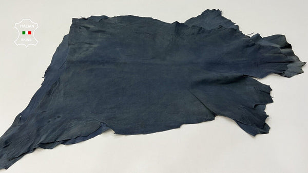 BLUE GRAINY VINTAGE LOOK VEGETABLE TAN Lambskin leather 2 skins 12sqf 0.7mm C296