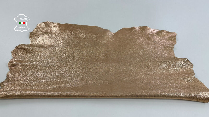 METALLIC LIGHT COPPER CRACKED CRISPY Lambskin leather 2 skins 11+sqf 1.1mm C2619