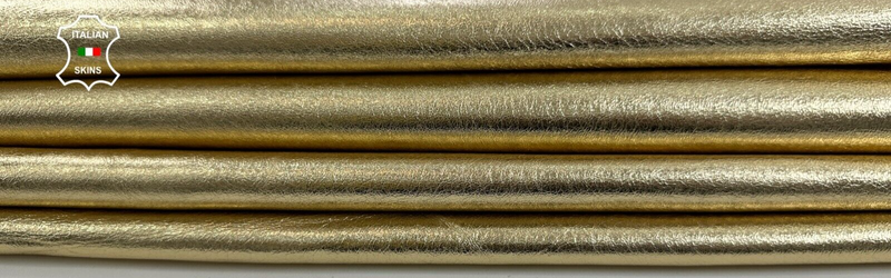 METALLIC GOLD CRINKLE ROUGH Soft Italian Lambskin leather hide 5+sqf 0.9mm C2582
