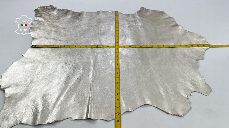 METALLIC PLATINUM LIGHT GOLD Thick Italian Goatskin leather 6+sqf 1.1mm #C1492