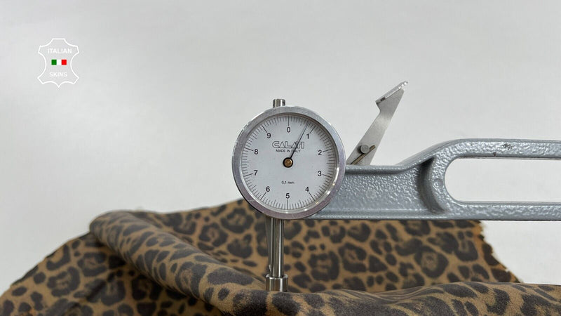SAND LEOPARD PRINT ON Stretch Italian Lambskin leather hides 2+sqf 0.8mm #C1380