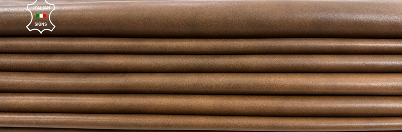 BROWN DISTRESSED ANTIQUED RUSTIC LOOK Lamb leather 2 skins 15+sqf 0.8mm #C2569
