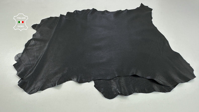BLACK SHINY Soft Italian Lambskin Sheep leather hides 2 skins 10+sqf 0.9mm C2792