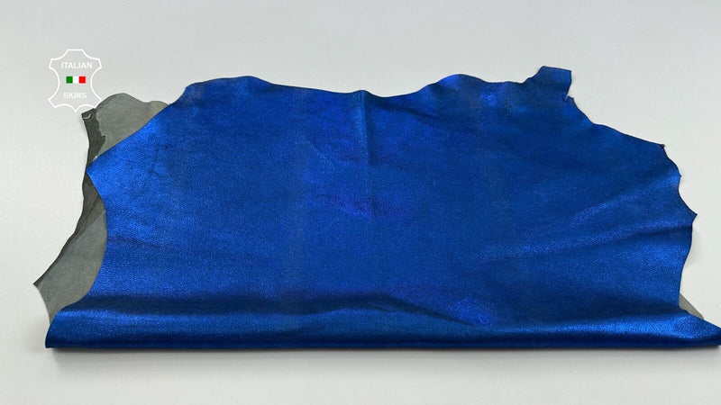 METALLIC COBALT BLUE GRAINY VINTAGE LOOK Soft Lambskin leather 5+sqf 0.9mm C2284