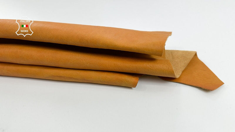 OLD ORANGE VEGETABLE TAN VINTAGE LOOK Thick Goatskin leather 3+sqf 1.5mm #C2757