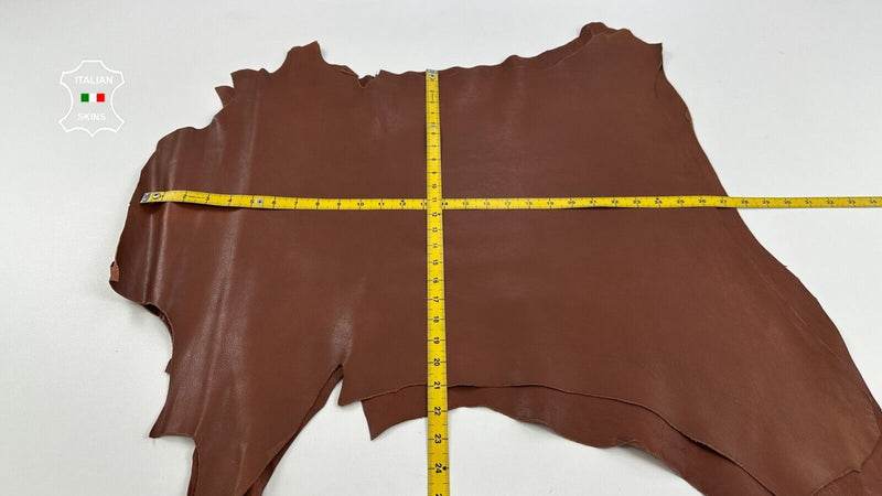 COGNAC BROWN VEGETABLE TAN Thick Italian Goat leather 2 skins 8+sqf 1.1mm #C2859