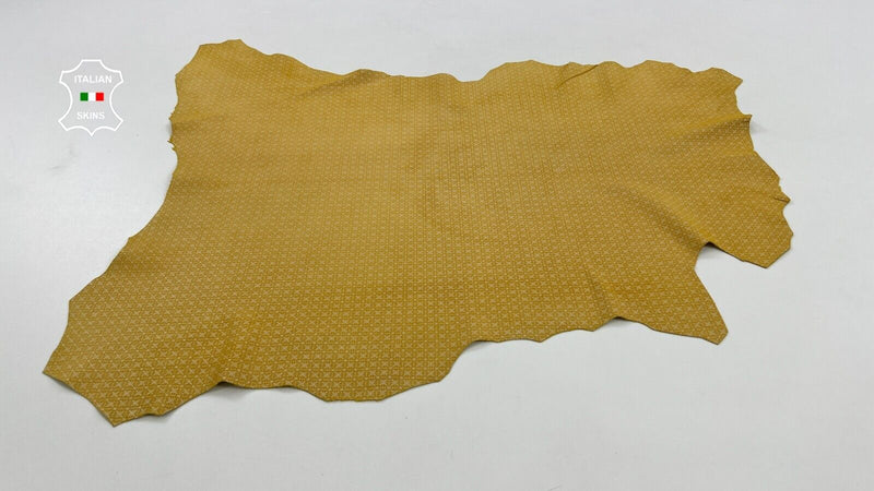 MUSTARD NUBUCK EYE ATTRACTION PRINT Thin Soft Goatskin leather 4sqf 0.6mm #C1161