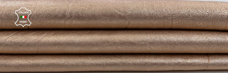 METALLIC ROSE GOLD WASHED ROUGH Thick Italian Lambskin leather 6sqf 1.6mm #C1319