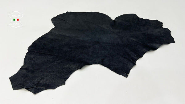 ASPHALT BLACK CRACKED Soft Italian Goatskin leather Bookbinding 3sqf 0.7mm #C85
