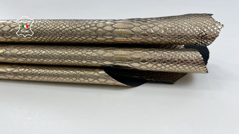 METALLIC PLATINUM SNAKE TEXTURED Print ON Thick Goat leather 4+sqf 1.2mm C1859