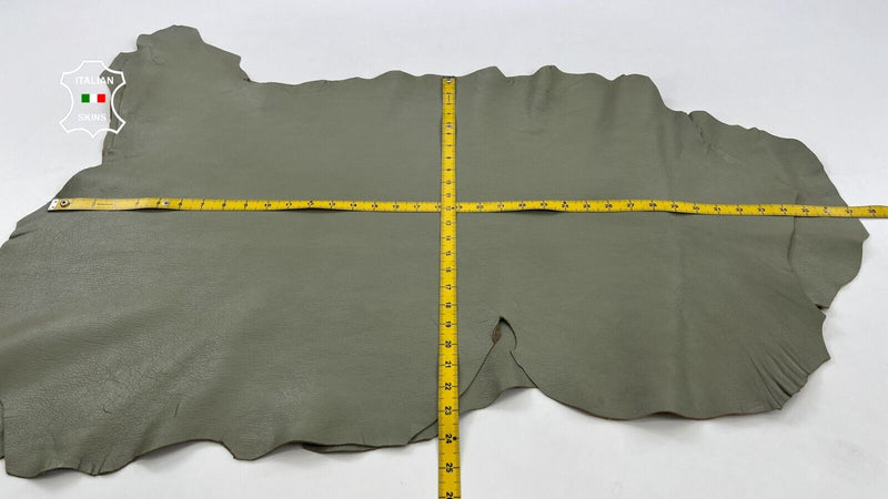 KHAKI GREEN ROUGH Thick Soft Italian Goatskin leather 2 skins 11sqf 1.2mm #C1443