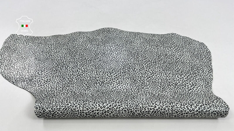 BLACK & WHITE LEOPARD PRINT ON COATED Thick Goatskin leather 5sqf 1.1mm #C1185