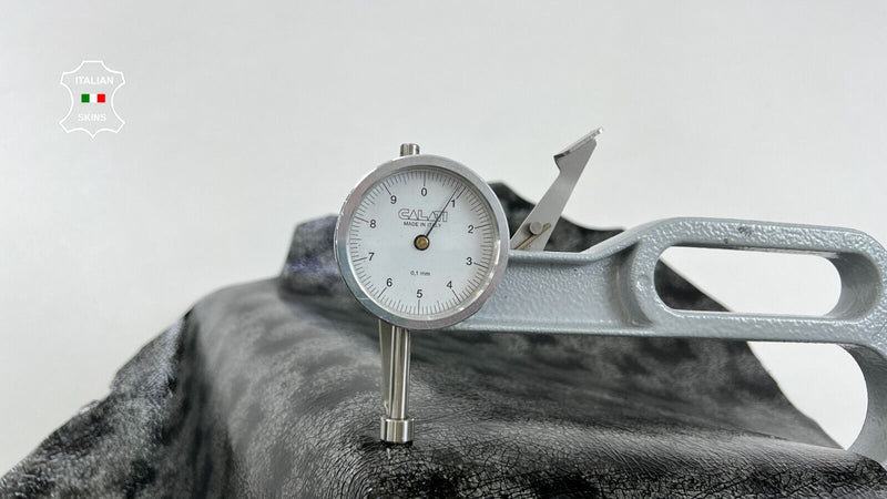 GREY DISTRESSED ANTIQUED CRACKED PATENT Italian Goat leather 3sqf 0.9mm C1088