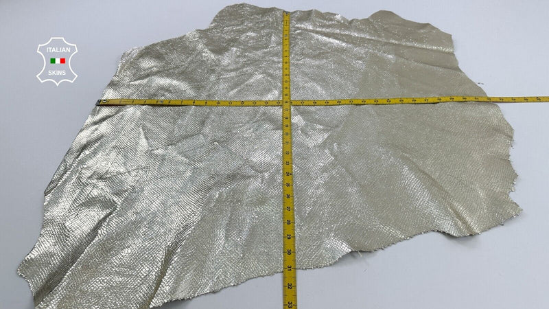 METALLIC LIGHT GOLD SNAKE PRINT ON Soft Lambskin leather hides 6sqf 1.0mm C2487