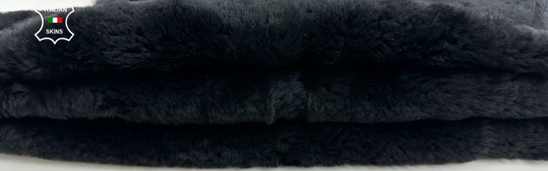 BLACK Soft Italian sheepskin Hair on shearling fur leather hides 21"x29" #C2497