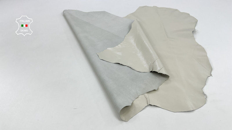 IVORY COATED SHINY Thin Soft Italian Lambskin leather hides 6sqf 0.5mm #C1673