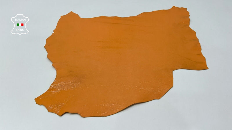 PATENT ORANGE CRINKLE SHINY Thick Italian Goatskin leather hide 4sqf 1.2mm #C128