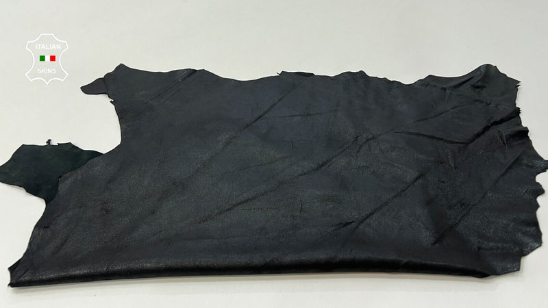 VINTAGE BLACK SHINY Soft Italian Lambskin leather Bookbinding 5sqf 0.8mm #C86