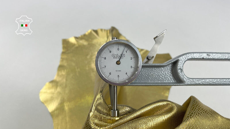 METALLIC GOLD LIZARD PRINT ON Soft Italian Lambskin leather 6sqf 0.7mm #C1866